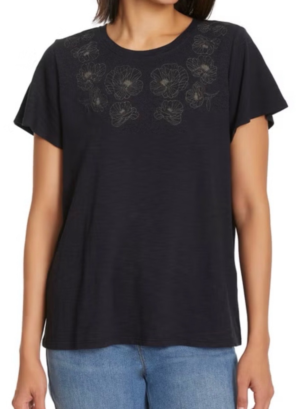 Ella Moss Women's Short Sleeve Embroidered Top